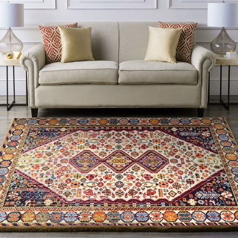 Colorful Bohemian Rug Multi-Colored Print Carpet Washable Non-Slip Backing Stain Resistant Rug for Living Room