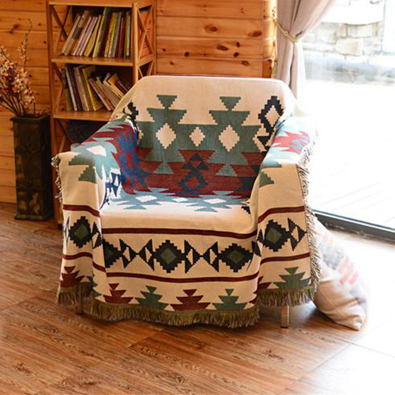 Boheemian Indian Tribal Print Rug Multi -gekleurd katoenen tapijt Huisdiervriendelijk wasbaar tapijt voor woonkamer