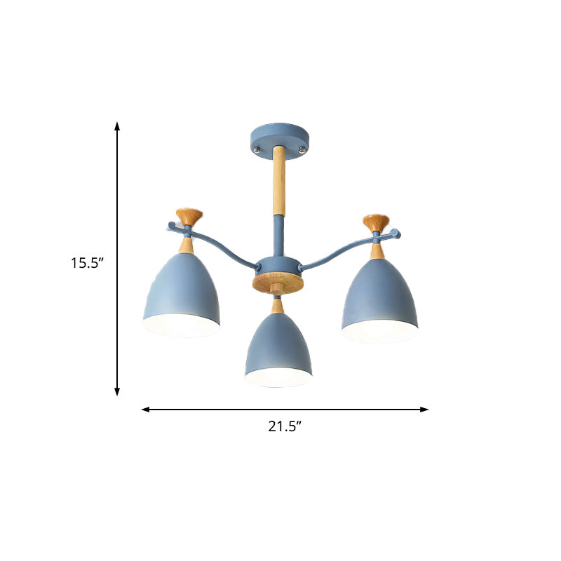 Candelera de cono contemporánea Metal de luz colgante 3/6/8 Luz de techo colgante en gris/blanco/verde para dormitorio