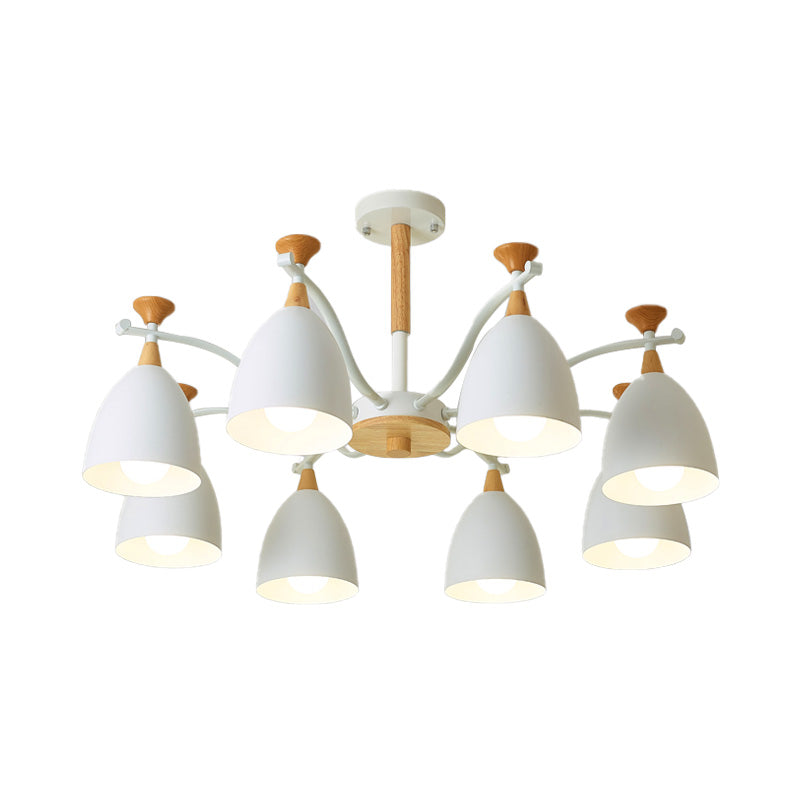 Candelera de cono contemporánea Metal de luz colgante 3/6/8 Luz de techo colgante en gris/blanco/verde para dormitorio