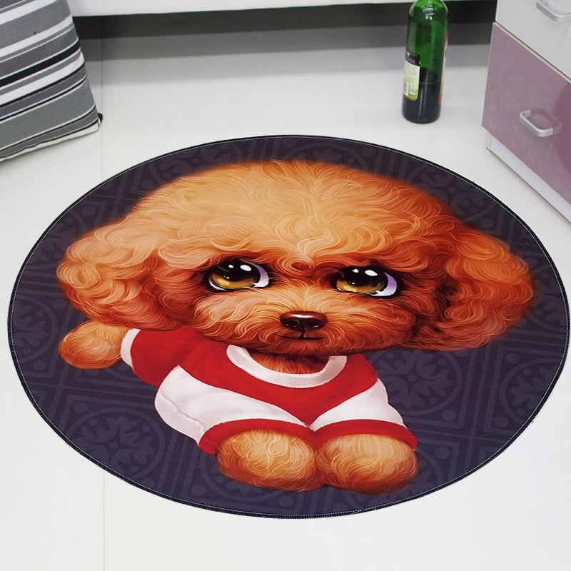 Cute Pet Patterned Rug Multi Colored Cartoon Carpet Cotton Stain Resistant Non-Slip Backing Pet Friendly Rug for Bedroom