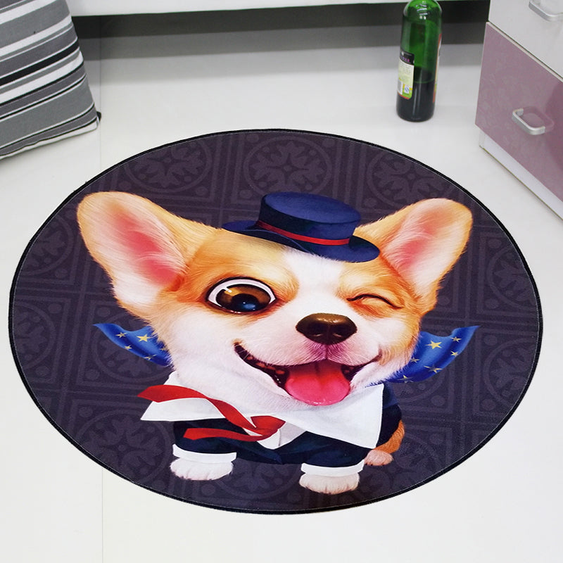Cute Pet Patterned Rug Multi Colored Cartoon Carpet Cotton Stain Resistant Non-Slip Backing Pet Friendly Rug for Bedroom