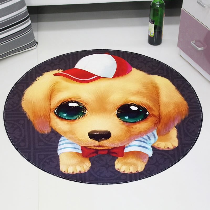 Cute Pet Patterned Rug Multi Colored Cartoon Carpet Cotton Stain Resistant Non-Slip Backing Pet Friendly Rug for Bedroom