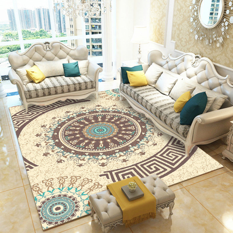 Casual Digital Print Floral Rug Multi-Color Modern Rug Polyester Stain Resistant Anti-Slip Backing Washable Carpet for Great Room