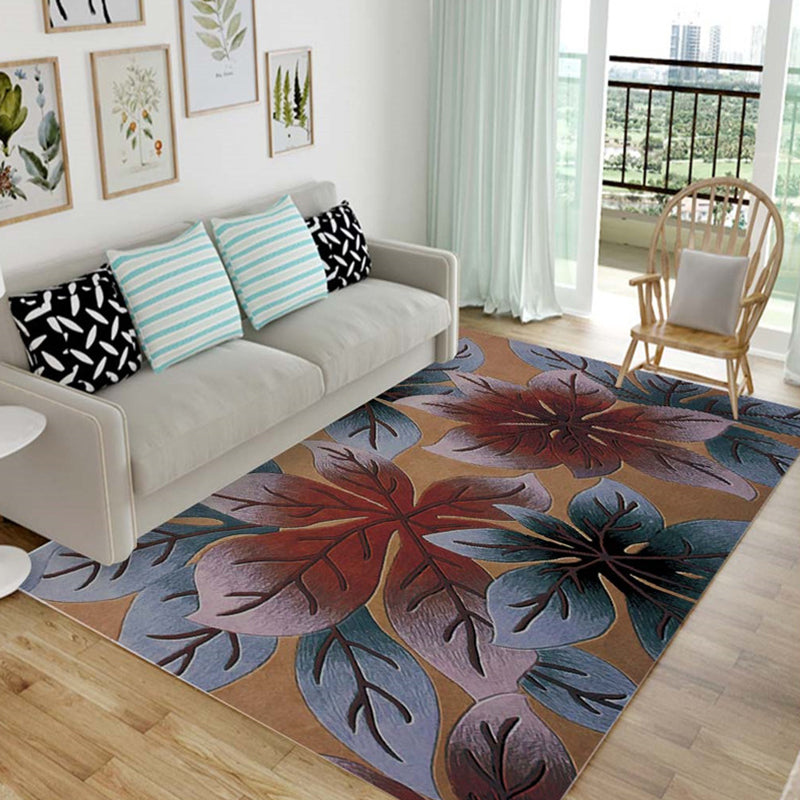 Fancy Contemporary Rug Multi Color Botanical Rug Non-Slip Backing Pet Friendly Machine Washable Carpet for Home Decor