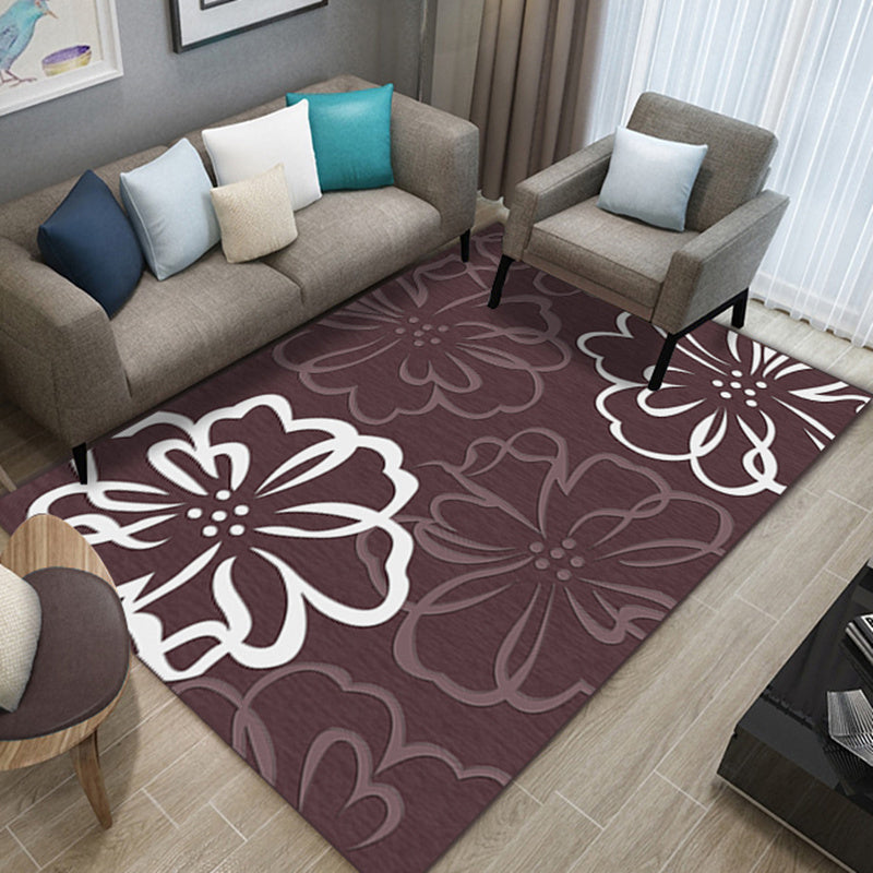 Fancy Contemporary Rug Multi Color Botanical Rug Non-Slip Backing Pet Friendly Machine Washable Carpet for Home Decor