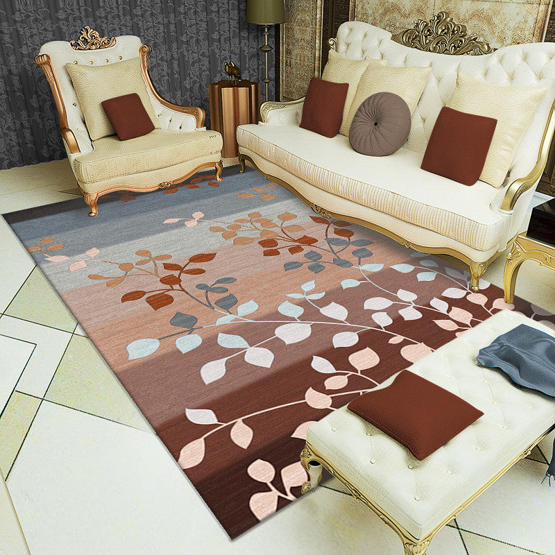 Fancy Contemporary Rug Multi Color Botanical Rug Non-Slip Backing Pet Friendly Machine Washable Carpet for Home Decor