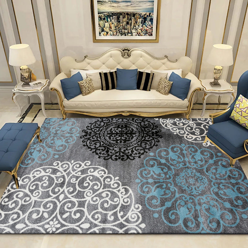 Modern Botanical Rug Multi-Color Polypropylene Area Carpet Stain Resistant Anti-Slip Pet Friendly Rug for Room