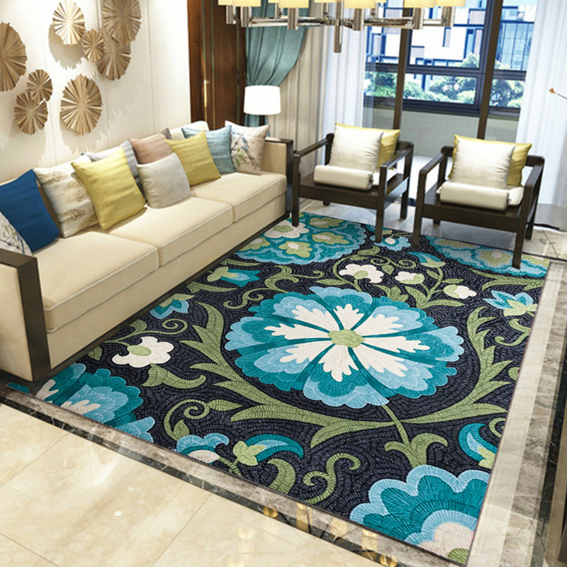 Gorgeous Multi Colored Modern Rug Polyester Flower Blossom Rug Pet Friendly Anti-Slip Stain Resistant Carpet for Home
