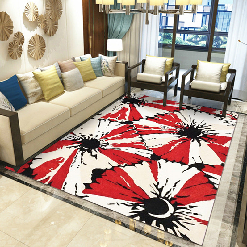 Gorgeous Multi Colored Modern Rug Polyester Flower Blossom Rug Pet Friendly Anti-Slip Stain Resistant Carpet for Home