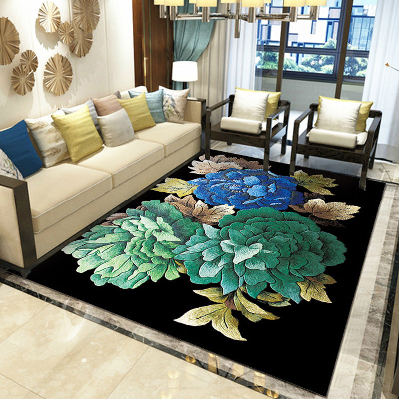 Gorgeous Multi Colored Modern Rug Polyester Flower Blossom Rug Pet Friendly Anti-Slip Stain Resistant Carpet for Home