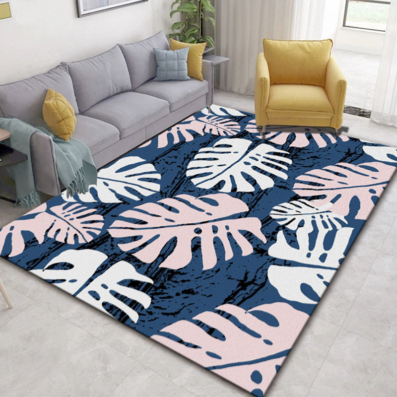 Glam Nordic Area Rug Multi-Colored Plant Carpet Stain Resistant Washable Anti-Slip Backing Rug for Sitting Room