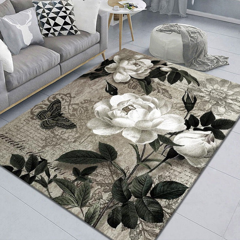 Pretty 3D Flower Indoor Rug Multi Color Modern Carpet Polypropylene Washable Non-Slip Backing Stain Resistant Rug for Home