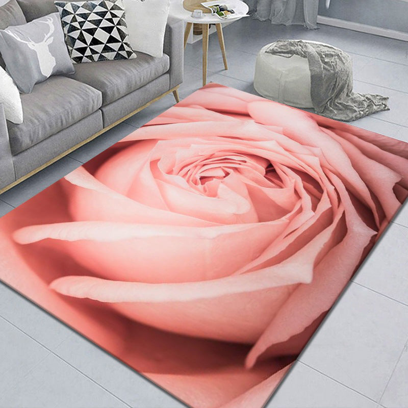 Pretty 3D Flower Indoor Rug Multi Color Modern Carpet Polypropylene Washable Non-Slip Backing Stain Resistant Rug for Home