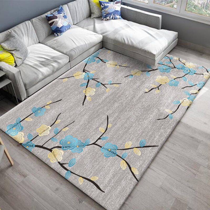 Stylish Americana Rug Multi Colored Flower Carpet Pet Friendly Machine Washable Anti-Slip Backing Rug for Room
