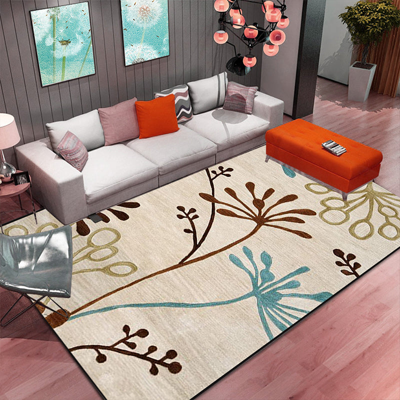 Multi Color Home Rug Contemporary Floral Rug Synthetics Stain Resistant Non-Slip Backing Washable Area Carpet