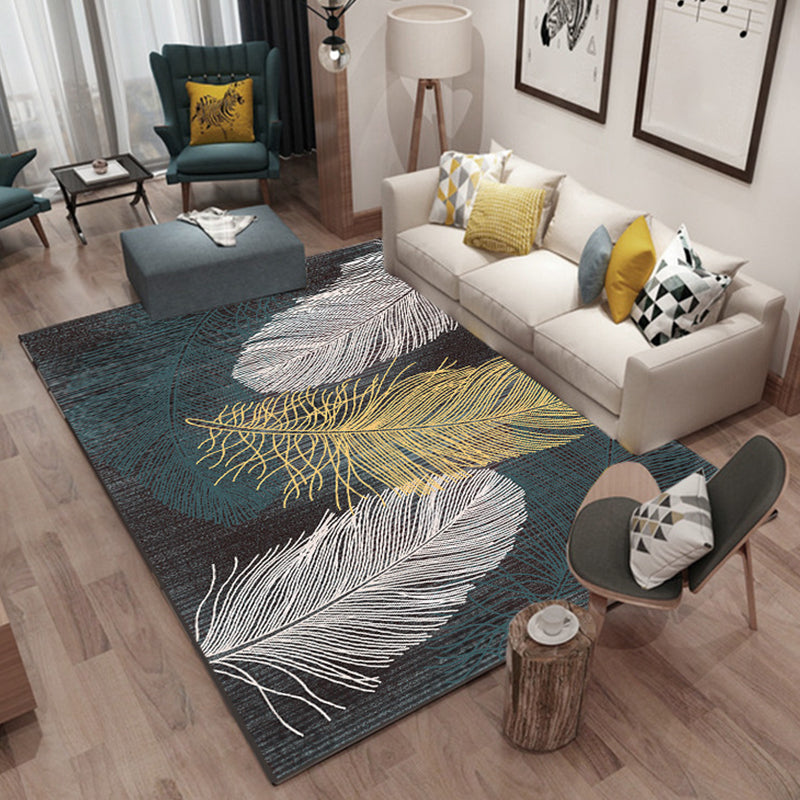 Trendy Multi-Color Nordic Rug Polypropylene Abstract Drawing Carpet Non-Slip Stain Resistant Machine Washable Rug for Living Room