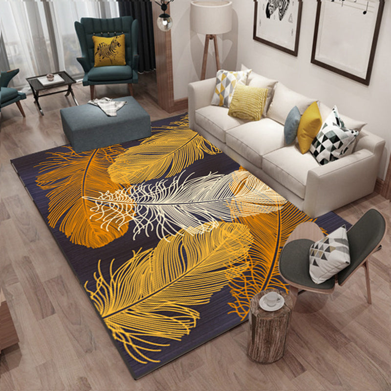 Trendy Multi-Color Nordic Rug Polypropylene Abstract Drawing Carpet Non-Slip Stain Resistant Machine Washable Rug for Living Room