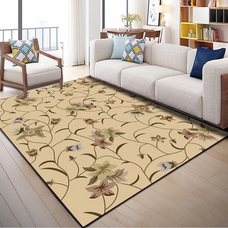 Native American Patterned Rug Multi-Colored Polyester Carpet Machine Washable Pet Friendly Non-Slip Backing Rug for Room