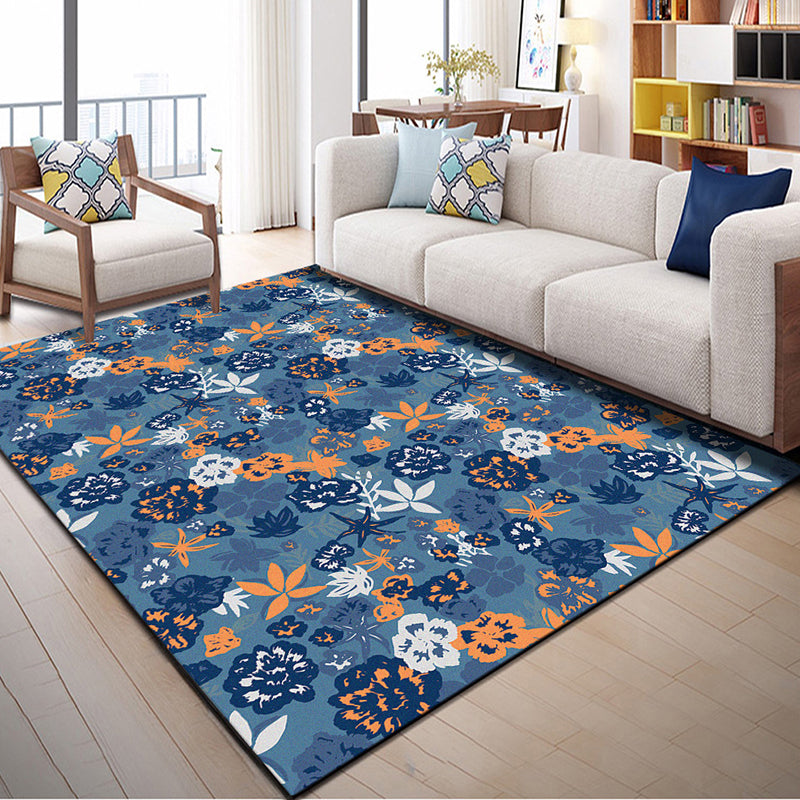 Native American Patterned Rug Multi-Colored Polyester Carpet Machine Washable Pet Friendly Non-Slip Backing Rug for Room