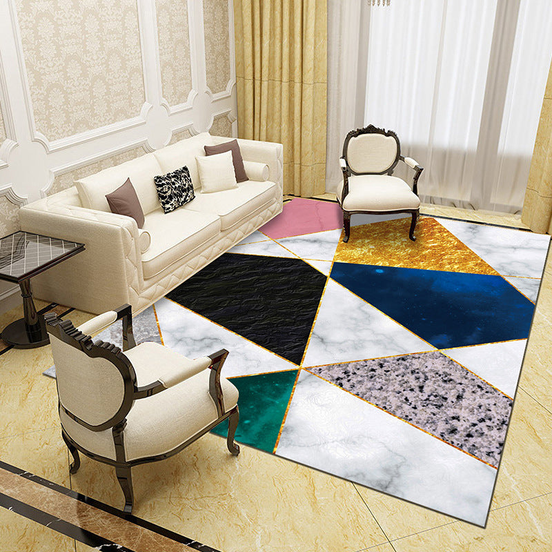 Unique Abstract Patterned Rug Multi Color Contemporary Rug Polypropylene Washable Pet Friendly Non-Slip Backing Rug for Lounge