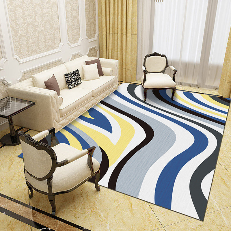 Unique Abstract Patterned Rug Multi Color Contemporary Rug Polypropylene Washable Pet Friendly Non-Slip Backing Rug for Lounge