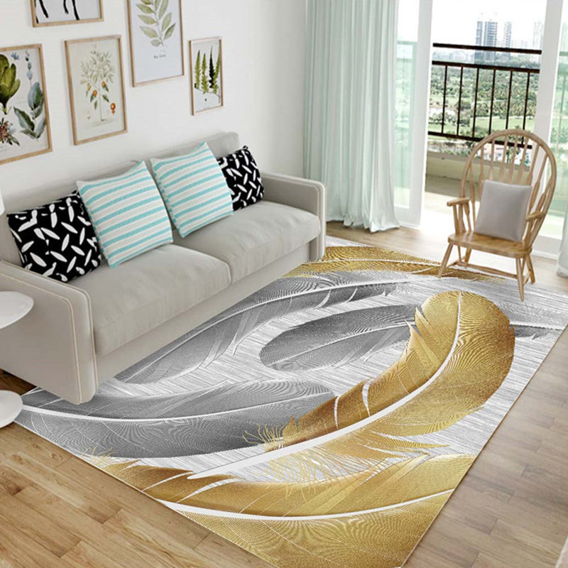 Nordic Living Room Rug Multicolor Patterned Carpet Polyester Stain Resistant Washable Anti-Slip Rug