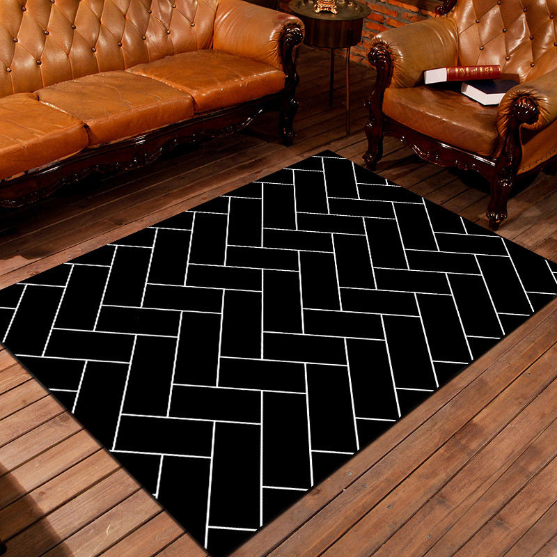 Personality Patterned Rug Multi Colored Nordic Carpet Synthetics Machine Washable Non-Slip Pet Friendly Rug for Great Room