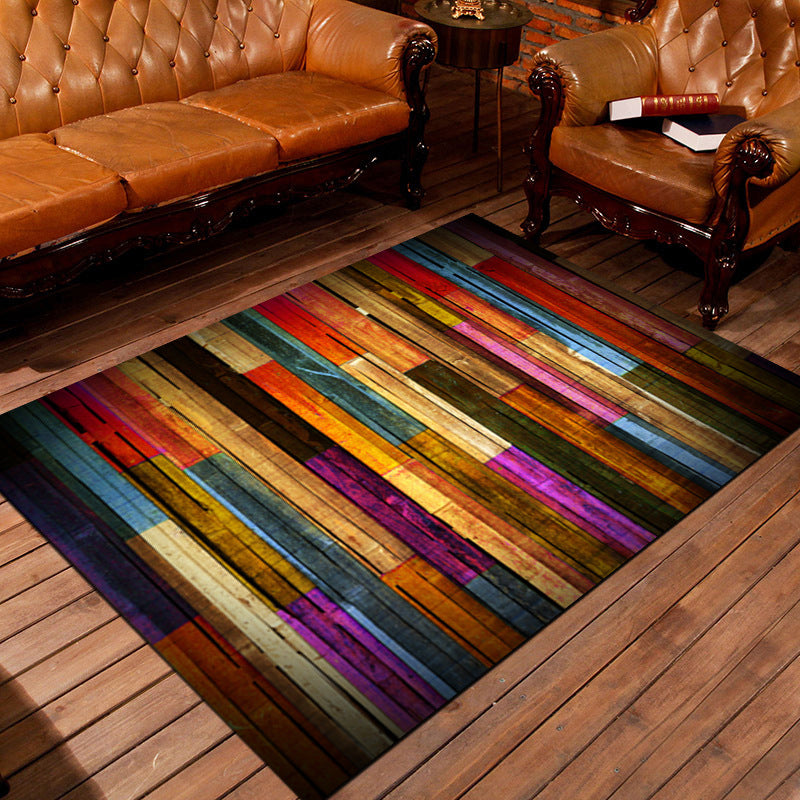 Personality Patterned Rug Multi Colored Nordic Carpet Synthetics Machine Washable Non-Slip Pet Friendly Rug for Great Room