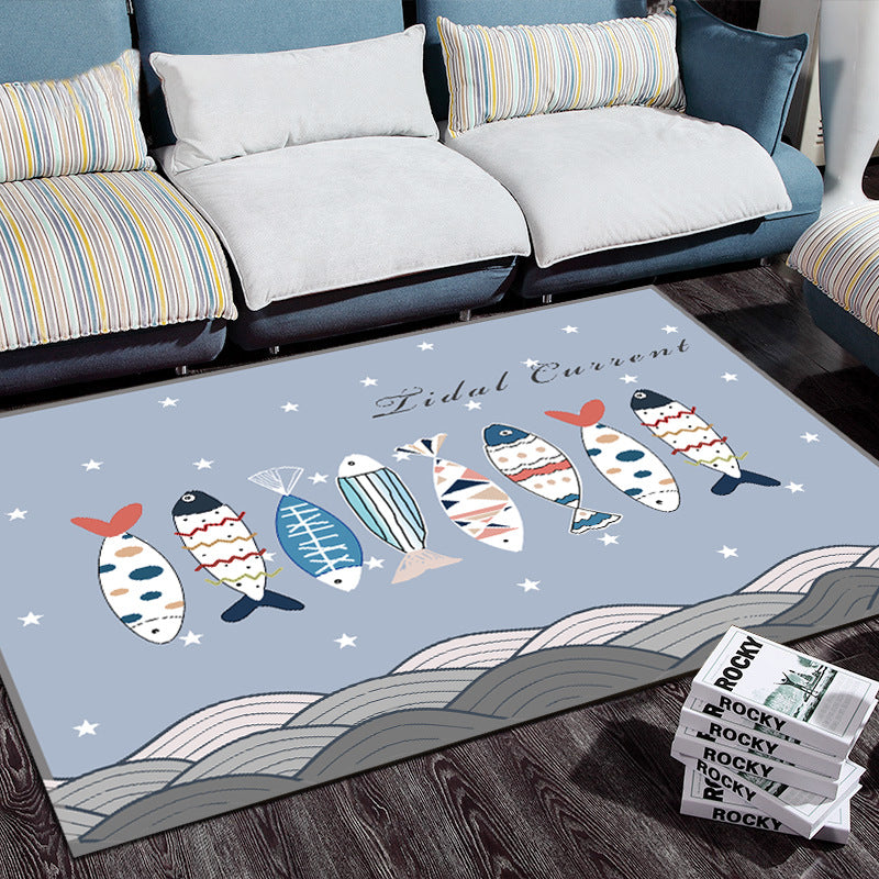 Personality Patterned Rug Multi Colored Nordic Carpet Synthetics Machine Washable Non-Slip Pet Friendly Rug for Great Room