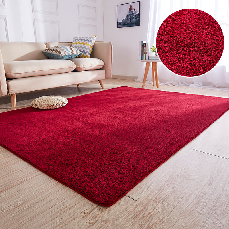 Minimalism Living Room Area Rug Multi-Colored Plain Rug Polyester Non-Slip Backing Machine Washable Stain Resistant Carpet