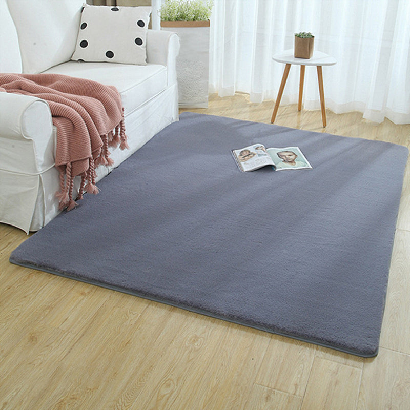 Minimalist Bedside Foot Rug Multi Colored Plain Rug Faux Fluff Non-Slip Backing Washable Stain Resistant Rug