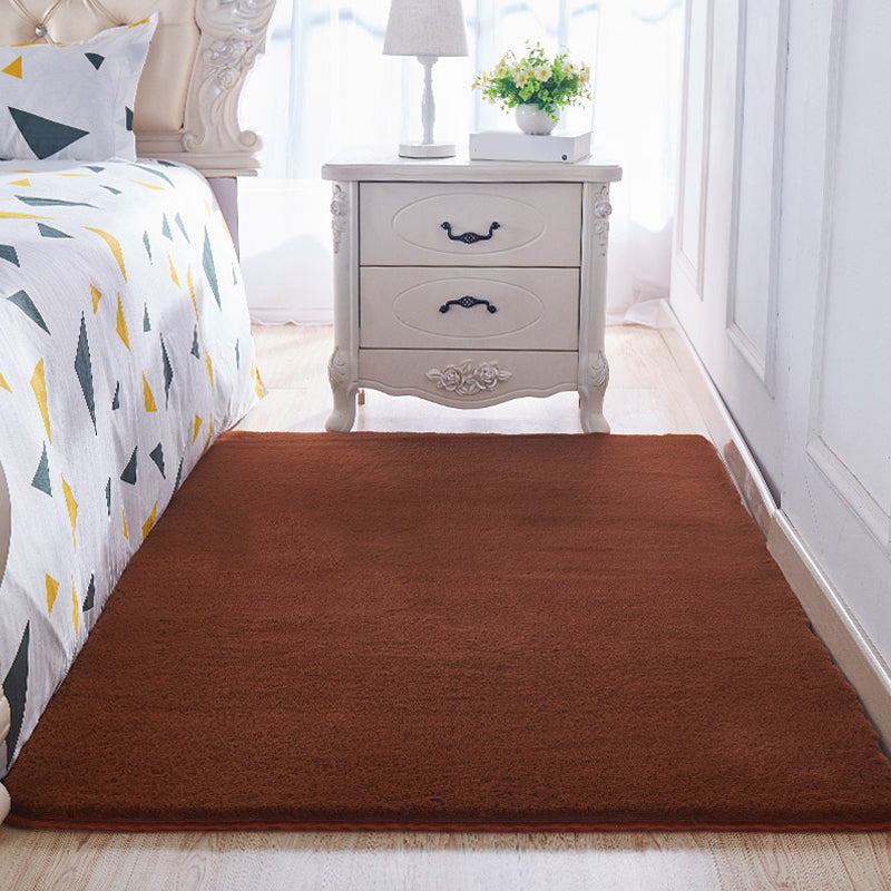 Minimalist Bedside Foot Rug Multi Colored Plain Rug Faux Fluff Non-Slip Backing Washable Stain Resistant Rug