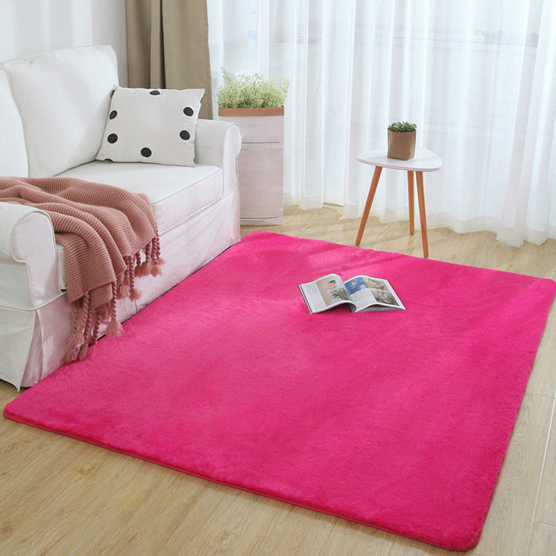 Minimalist Bedside Foot Rug Multi Colored Plain Rug Faux Fluff Non-Slip Backing Washable Stain Resistant Rug