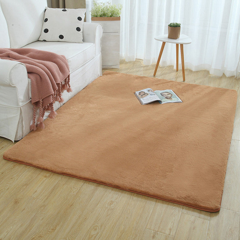 Minimalist Bedside Foot Rug Multi Colored Plain Rug Faux Fluff Non-Slip Backing Washable Stain Resistant Rug