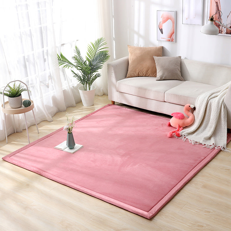 Comfort Multicolor Simple Rug Polypropylene Plain Area Rug Anti-Slip Backing Machine Washable Pet Friendly Carpet for Home