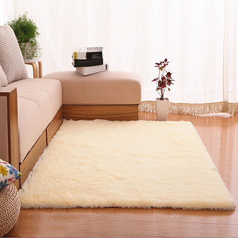 Puffy Multicolor Plain Rug Synthetic