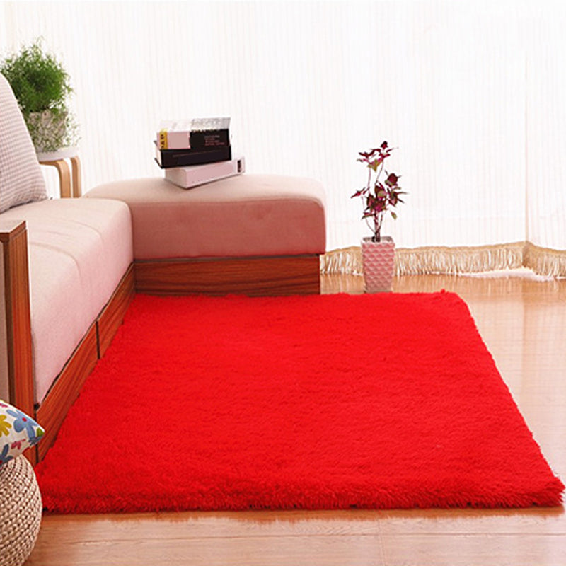 Puffy Multicolor Plain Rug Synthetic