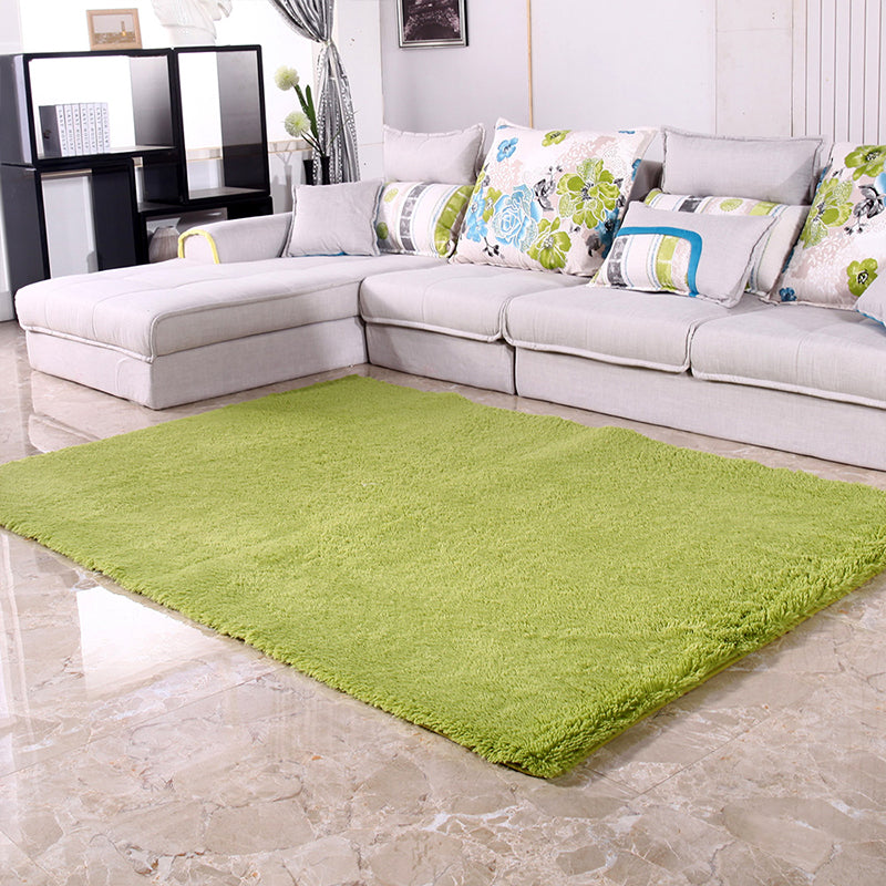 Puffy Multicolor Plain Rug Synthetic