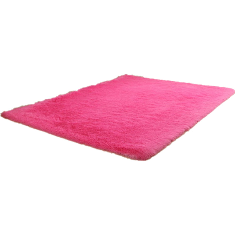 Puffy Multicolor Plain Rug Synthetic