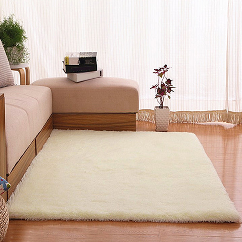 Puffy Multicolor Plain Rug Synthetic