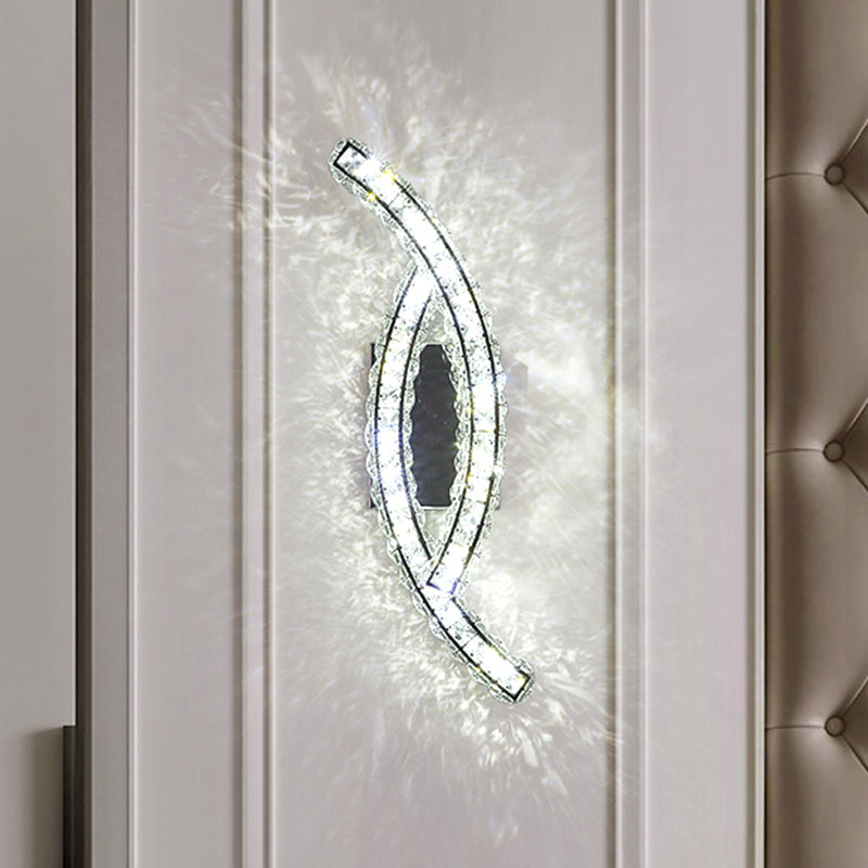 Eigentijdse bladwandlamp Licht bevestiging K9 kristal woonkamer led wand gemonteerde lamp in roestvrijstalen