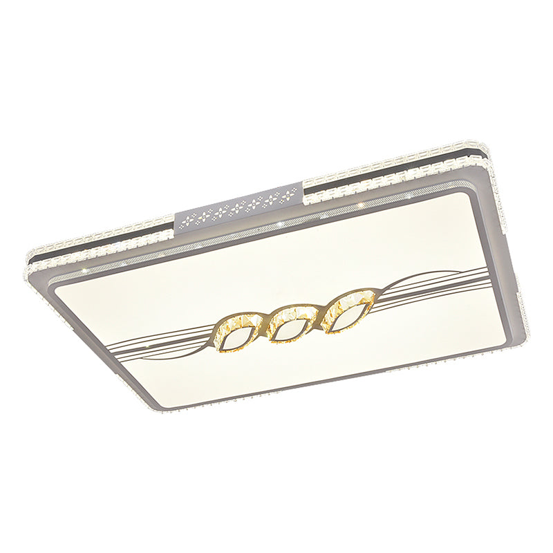 Plafonnier encastré moderne à LED en cristal à facettes rectangulaires en acier inoxydable