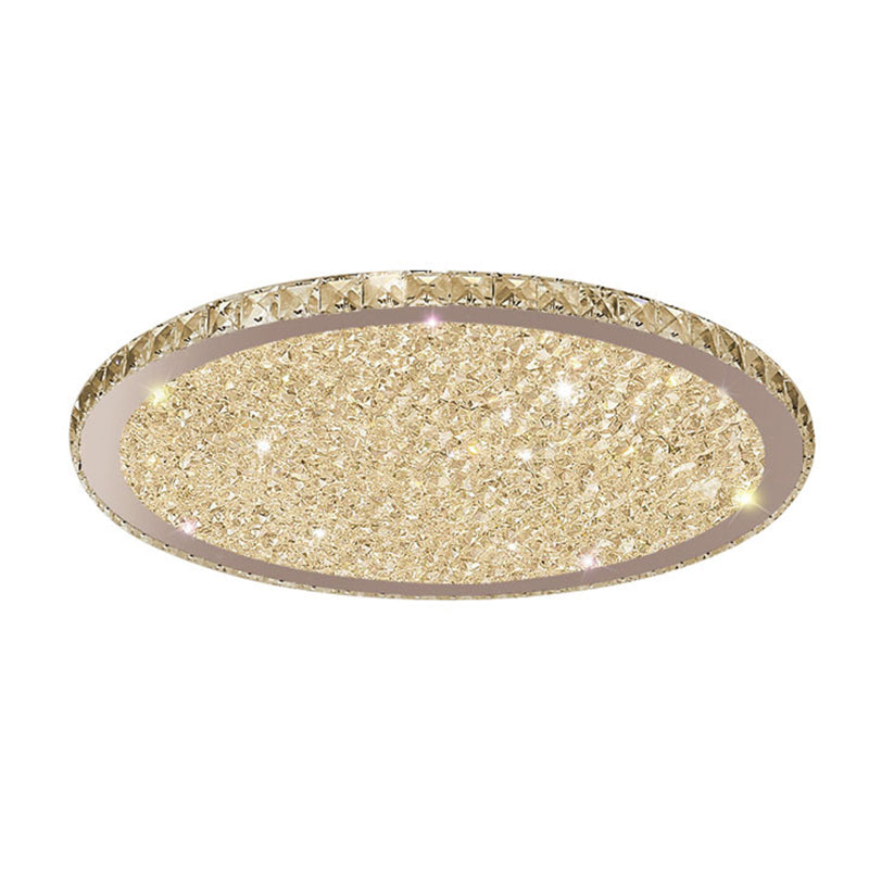 Round Shaped Clear Crystal Flush Light Artistic Stainless-Steel LED Flush Ceiling Light Fixture