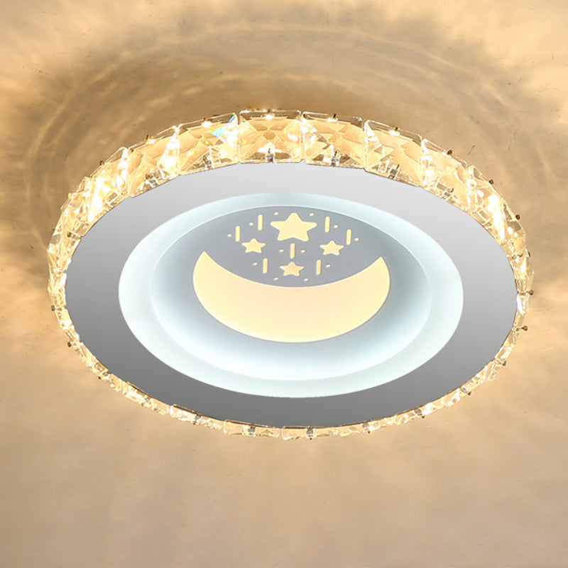 Circle Shaped LED Flush Mount Modern Crystal Stainless-Steel Flushmount Ceiling Light