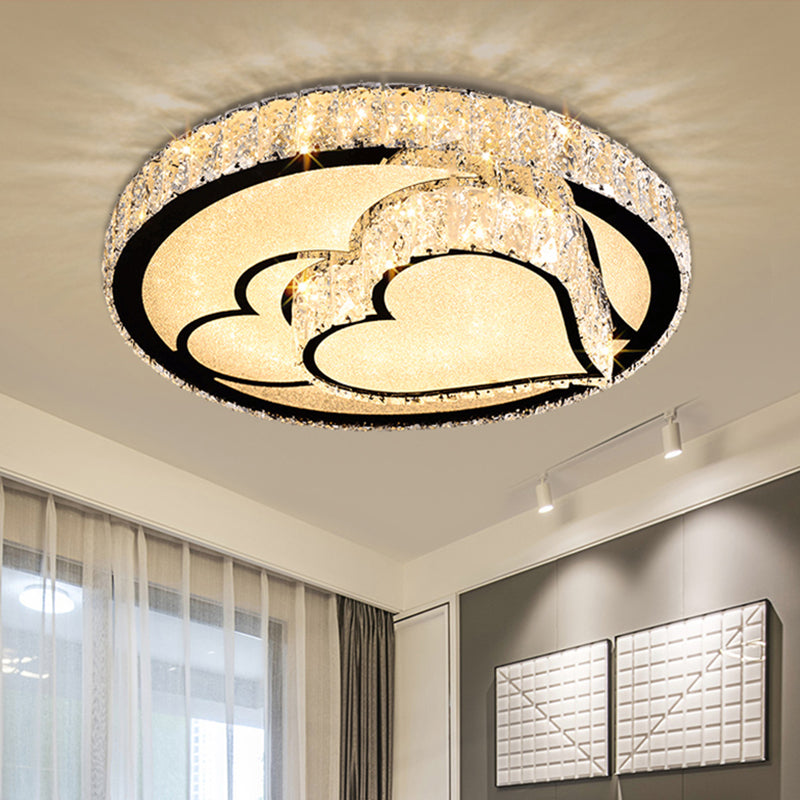 Circulaire Flush Light Artistique K9 Crystal Dining Room LED Flush Ceiling Light Fixture in Stainless-Steel