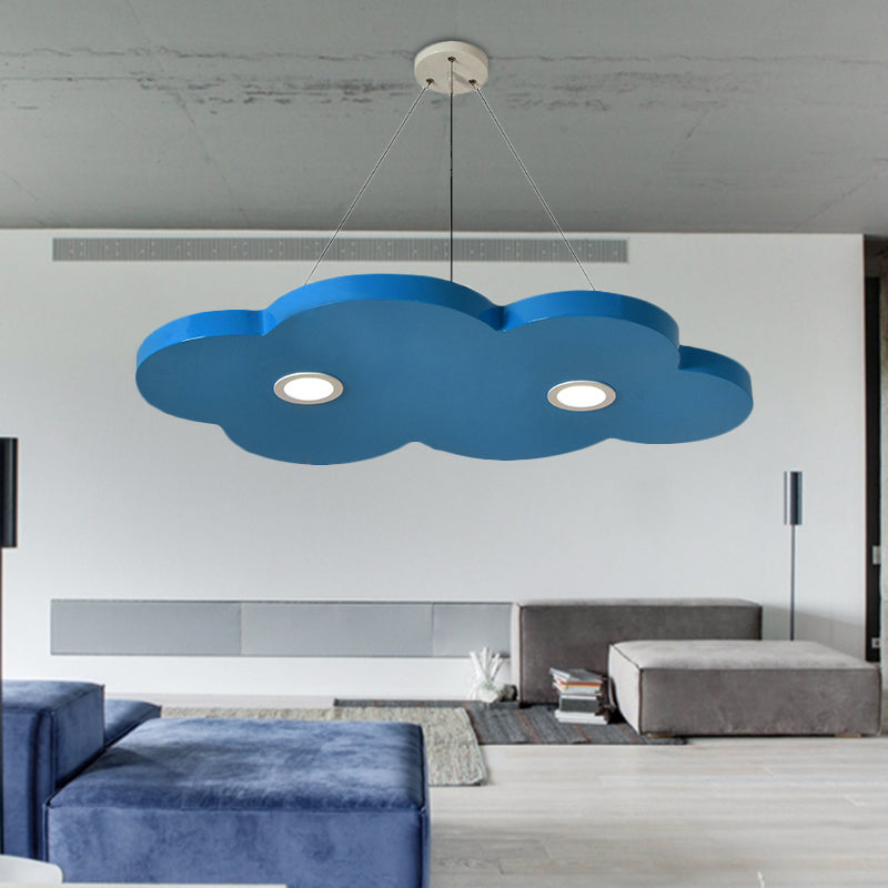 Cartoon Style Cloud Chandelier Lighting Metallic 12.5"/19.5" W LED Living Room Pendant Lamp in Yellow/Orange