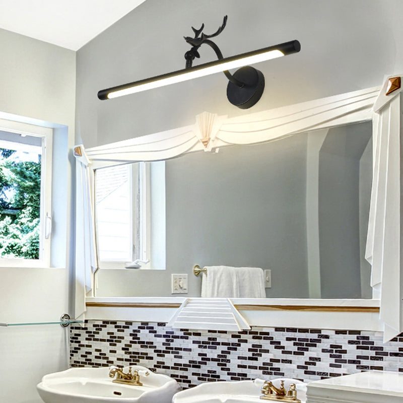 Lineaire ijdelheid lamp traditioneel 18 "/23" /29,5 "brede led metaal sconce lamp in het zwart voor badkamer