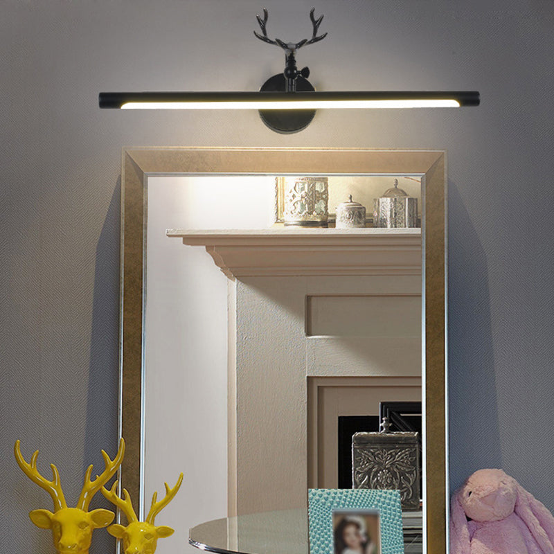 Linear Vanity Lamp Traditional 18"/23"/29.5" Wide LED Metal Sconce Light Fixture in Black for Bathroom