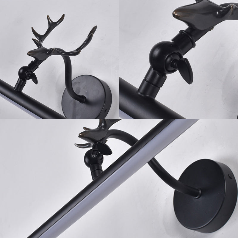 Lineaire ijdelheid lamp traditioneel 18 "/23" /29,5 "brede led metaal sconce lamp in het zwart voor badkamer